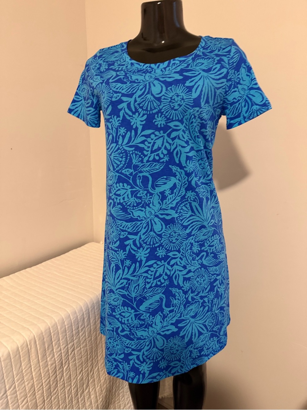 Lilly Pulitzer Blue & Aqua Floral Short Sleeve Dress